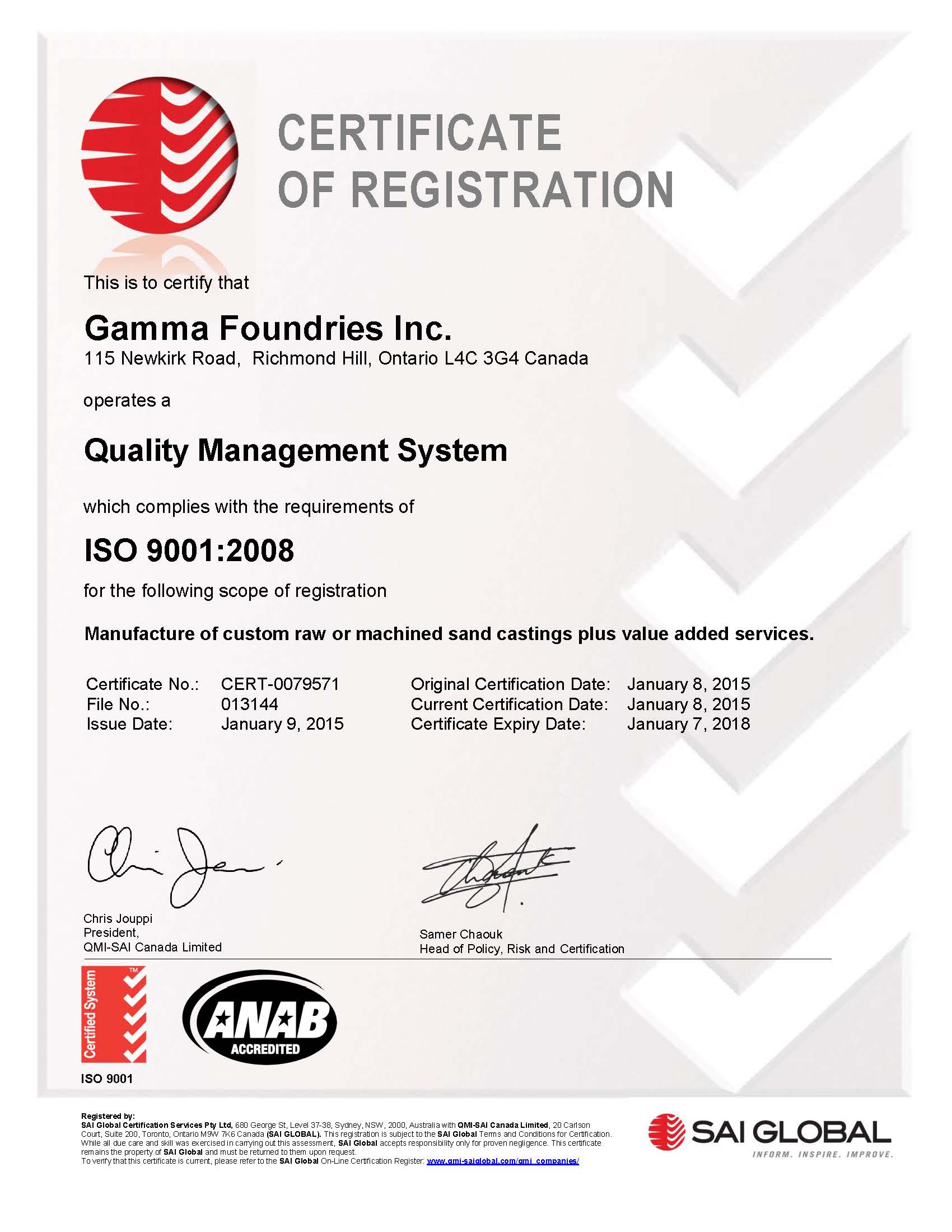 Certified Sand Casting Foundry